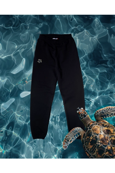 Spodnie damskie Basic z żółwiem caretta - czarne